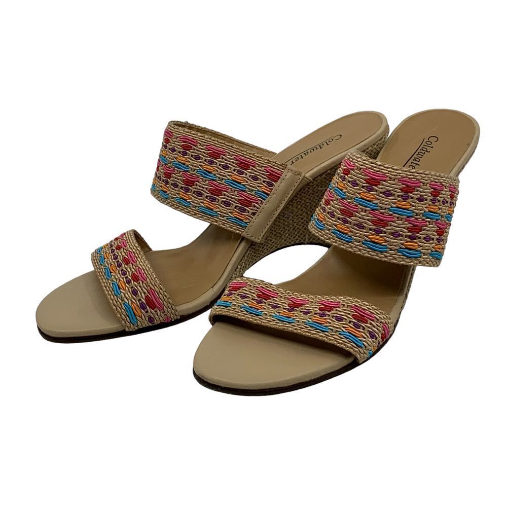 Coldwater Creek Women's Multi-Color Woven Strap Wedge Sandals Boho Size 8 M